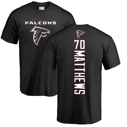 Atlanta Falcons Men Black Jake Matthews Backer NFL Football #70 T Shirt->atlanta falcons->NFL Jersey